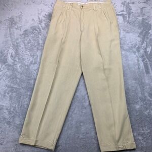 Tommy Bahama 100% Silk Pants 36x30 Relaxed Fit Pleated Khaki Casual Coastal